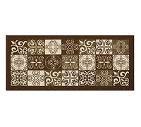 BIANCHERIAWEB Washable Non-Slip Kitchen Mat, Kitchen Runner 55 x 140 cm, Made in Italy Kitchen Rug with Brown Majolica Design, Washable and Iron Runner