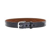 Bianchi Unisex's B12 Fancy Stitched Belt, 1.5" Width, Finish, Chrome Buckle, SZ36, Plain Black, 36