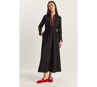 Bianco Lucci Women's Buttoned A-Form Fit Midi Dress with Binding Detail in Black | Size: Large Bianco Lucci Black L