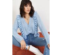 Bianco Lucci Women's Buttoned Jacquard Patterned Long Sleeve Cardigan in Light Blue Bianco Lucci Light Blue One Size