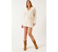 Bianco Lucci Women's Buttoned Shawl Collar Knit Co-Ord Set in Off-White Bianco Lucci Off-White One Size