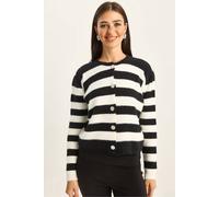 Bianco Lucci Women's Buttoned Striped Knit Cardigan Bianco Lucci Multicolor One Size