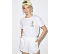 Bianco Lucci Women's Embroidered Crew Neck Cotton T-Shirt in White | Size: Medium Bianco Lucci White M