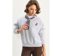Bianco Lucci Womens Embroidered Crew Neck Sweatshirt - Grey - Size X-Large