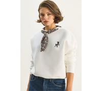 Bianco Lucci Womens Embroidered Crew Neck Sweatshirt - White - Size Medium
