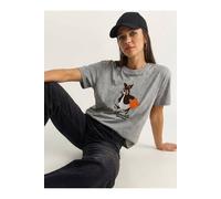 Bianco Lucci Women's Embroidered Crew Neck T-Shirt in Grey | Size: Medium Bianco Lucci Grey M