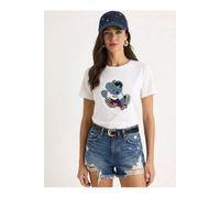 Bianco Lucci Women's Embroidered Crew Neck T-Shirt in White | Size: Medium Bianco Lucci White M