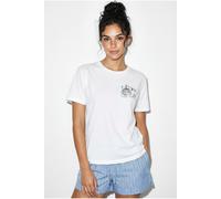 Bianco Lucci Womens Embroidered Crew Neck T-Shirt - White - Size Large