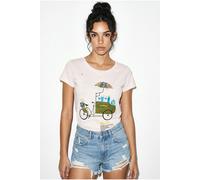 Bianco Lucci Womens Embroidered Printed Crew Neck T-Shirt - Light Pink - Size Medium
