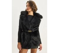 Bianco Lucci Womens Faux Fur Waistcoat - Black - Size Medium