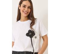 Bianco Lucci Women's Flowering Print Short Sleeve T-Shirt in White | Size: Medium Bianco Lucci White M