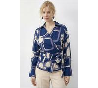 Bianco Lucci Womens Geometric Print Tie Detail Blouse - Blue