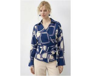 Bianco Lucci Women's Geometric Print Tie Detail Blouse | Size: Small Bianco Lucci Multicolor S