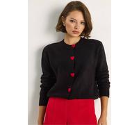 Bianco Lucci Women's Heart Buttoned Cardigan in Black Bianco Lucci Black One Size