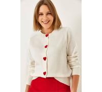 Bianco Lucci Women's Heart Buttoned Cardigan in Ivory Bianco Lucci Ivory One Size