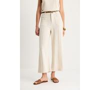 Bianco Lucci Womens High Waist Wide Leg Ankle-Length Pants with Belt - Beige