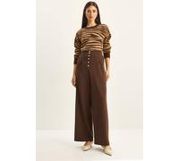 Bianco Lucci Women's High Waist Wide Leg Palazzo Pants in Chocolate | Size: Medium Bianco Lucci Chocolate M