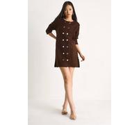 Bianco Lucci Women's Knit Mini Dress with Buttoned in Chocolate Bianco Lucci Chocolate One Size