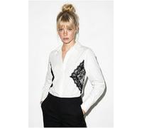 Bianco Lucci Women's Lace Detail Button-Up Shirt in White | Size: Medium Bianco Lucci White M
