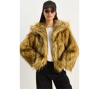 Bianco Lucci Womens Oversize Faux Fur Jacket - Black - Size Medium