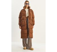 Bianco Lucci Womens Oversize Long Puffer Coat - Mocha - Size Small/Medium