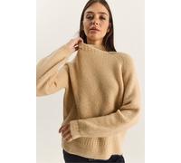 Bianco Lucci Women's Oversized Crew Neck Knit Sweater in Beige Bianco Lucci Beige One Size