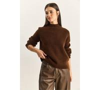 Bianco Lucci Women's Oversized Crew Neck Knit Sweater in Dark Brown Bianco Lucci Dark Brown One Size