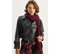 Bianco Lucci Womens Oversized Crop Faux Leather Jacket - Black - Size Large