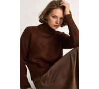 Bianco Lucci Women's Oversized Knit Turtleneck Sweater in Chocolate Bianco Lucci Chocolate One Size