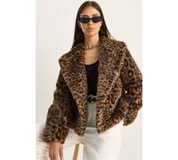 Bianco Lucci Women's Oversized Leopard Print Faux Fur Coat in Chocolate | Size: XL Bianco Lucci Chocolate XL