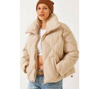 Bianco Lucci Women's Oversized Puffer Coat in Beige | Size: Small Bianco Lucci Beige S