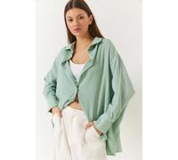 Bianco Lucci Women's Oversized Textured Shirt in Mint | Size: Medium Bianco Lucci Mint M