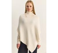 Bianco Lucci Womens Oversized Turtleneck Ribbed Knit Sweater - Cream - One Size