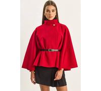 Bianco Lucci Women's Oversized Wool Blend Overcoat in Red | Size: Large Bianco Lucci Red L