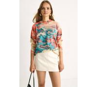 Bianco Lucci Women's Pattern Knit Sweater with Crew Neck in Coral Bianco Lucci Coral One Size