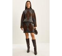 Bianco Lucci Womens Plaid Knitwear Two-Piece Set - Brown - One Size