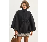 Bianco Lucci Womens Poncho Coat with Tie Closure - Black - Size Medium