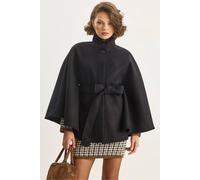 Bianco Lucci Women's Poncho Coat with Tie Closure in Black | Size: Large Bianco Lucci Black L