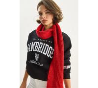 Bianco Lucci Womens Printed Ribbed Crew Neck Sweatshirt - Black - Size Small