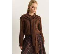 Bianco Lucci Womens Regular Fit Crew Neck Ribbed Sweater - Mocha - One Size