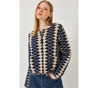 Bianco Lucci Women's Ribbed Patterned Crop Cardigan with Button Closure Bianco Lucci Multicolor One Size