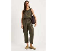 Bianco Lucci Womens Sleeveless Crew Neck Blouse and Carrof Fıt Pants Set - Khaki - Size Large