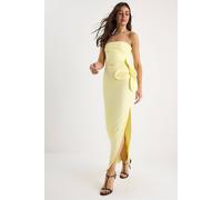 Bianco Lucci Women's Strapless Floral Maxi Dress with Bow Detail in Lemon | Size: Medium Bianco Lucci Lemon M