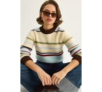 Bianco Lucci Womens Striped Crew Neck Sweater - Multicolour