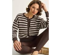 Bianco Lucci Women's Striped Ribbed Button-Front Cardigan Bianco Lucci Multicolor One Size