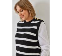 Bianco Lucci Women's Striped Ribbed Crew Neck Sweater Vest Bianco Lucci Multicolor One Size