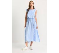 Bianco Lucci Women's Textured Blouse & Skirt Muslin Fabric Two-Piece Set in Baby Blue | Size: Small Bianco Lucci Baby Blue S