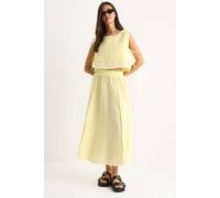 Bianco Lucci Women's Textured Blouse & Skirt Muslin Fabric Two-Piece Set in Lemon | Size: Medium Bianco Lucci Lemon M