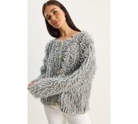 Bianco Lucci Womens Textured Button-Up Cardigan - Grey - Size Small/Medium
