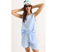 Bianco Lucci Women's Textured Cotton Two-Piece Coord Set with Crew Neck in Baby Blue | Size: Small Bianco Lucci Baby Blue S
